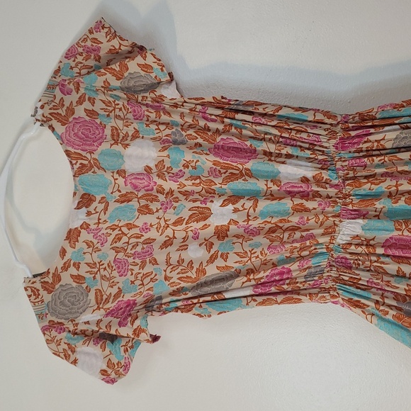 Sea Lustre Sunny Days Floral High-Low Dress Size S/M Plunging V-Neck Tie Chest - Picture 10 of 13